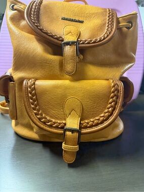 Montana West Mustard Leather Braided Accent Backpack